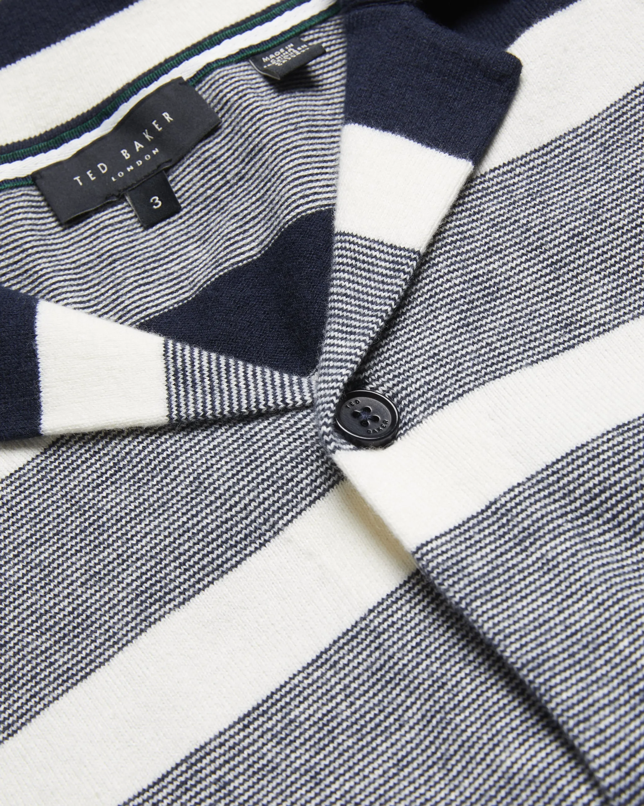 Ako Striped Knit Cotton Cashmere Shirt Navy