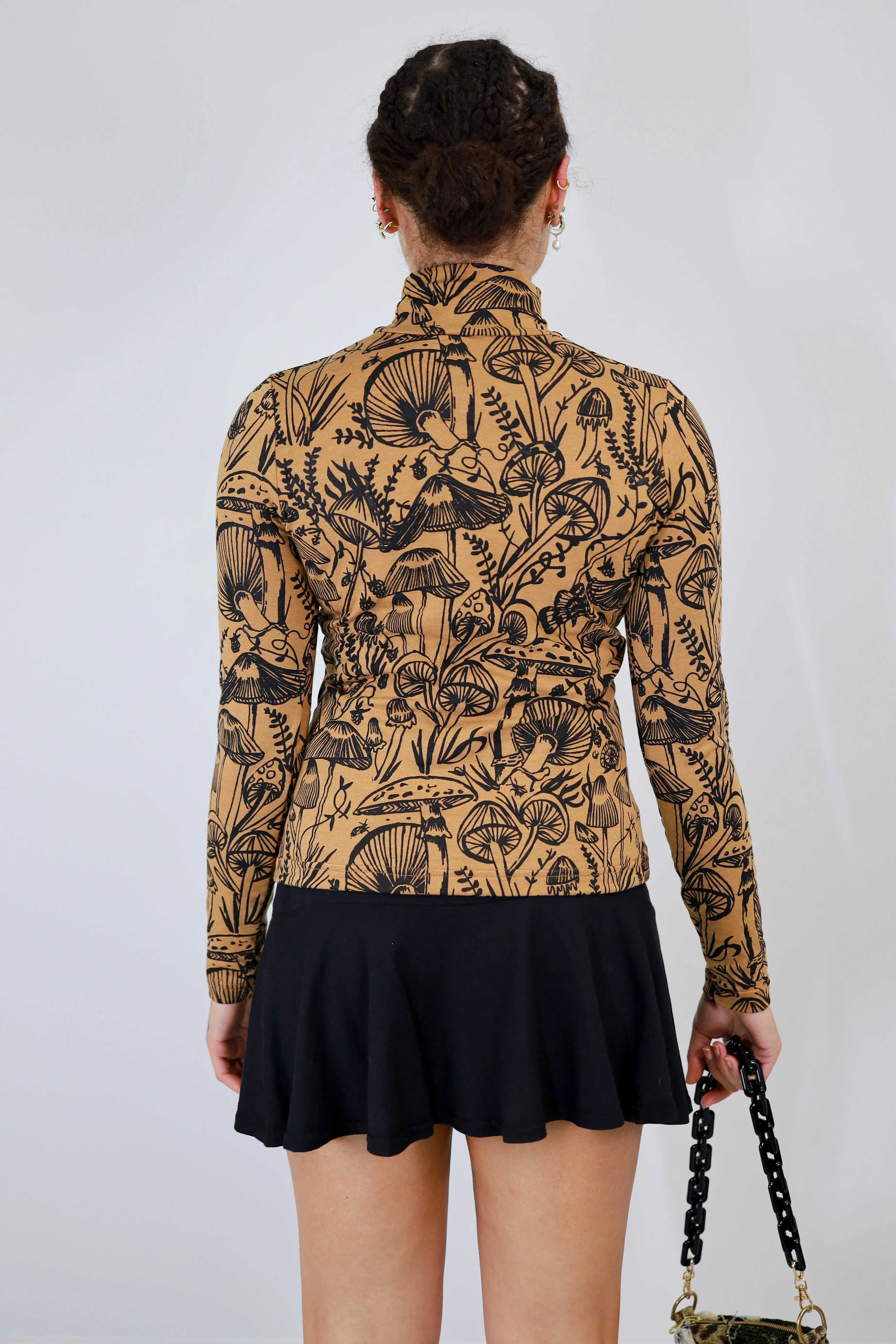 Black on Caramel Shroomed Turtleneck (SAMPLE SMALL)