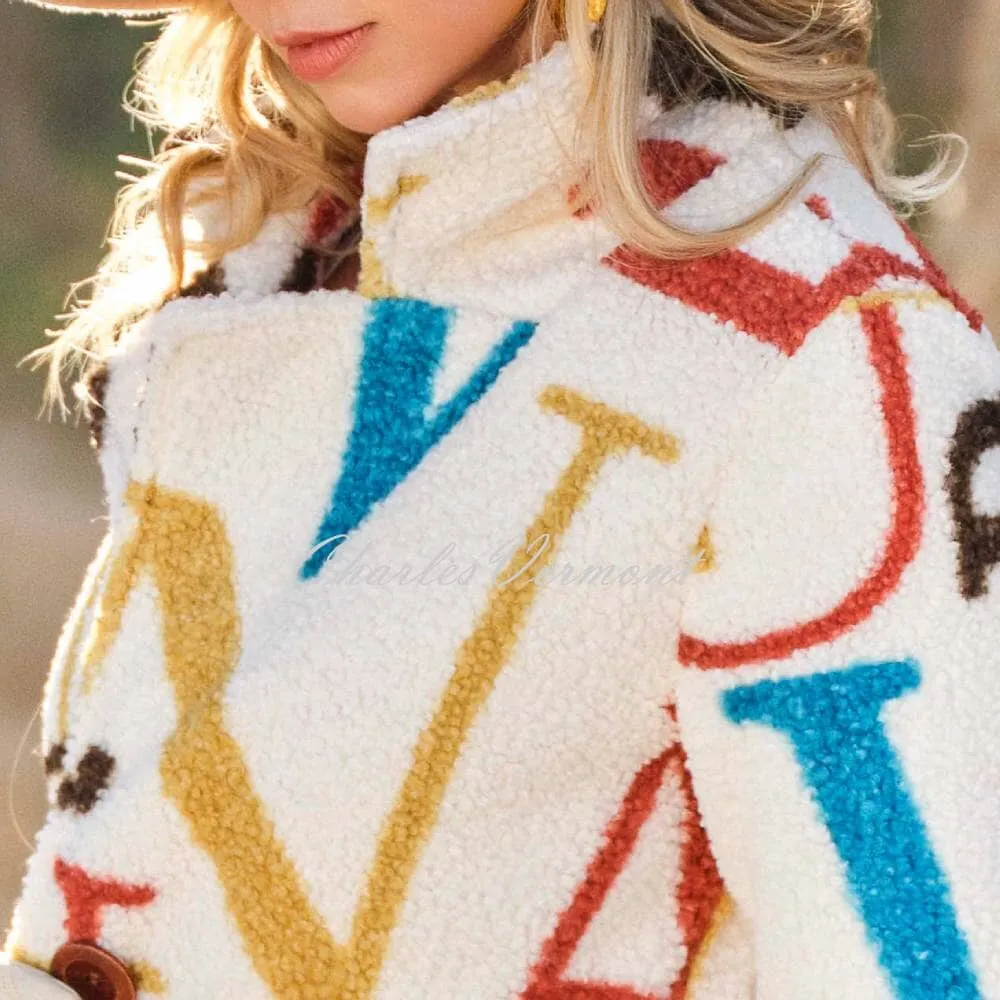 Dolcezza Sherpa 'Alphabet' Print Coat - Style 73880