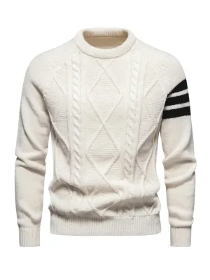 Men's Trendy Pullover Sweaters High Quality Round Neck Tight Casual Mens Fashion