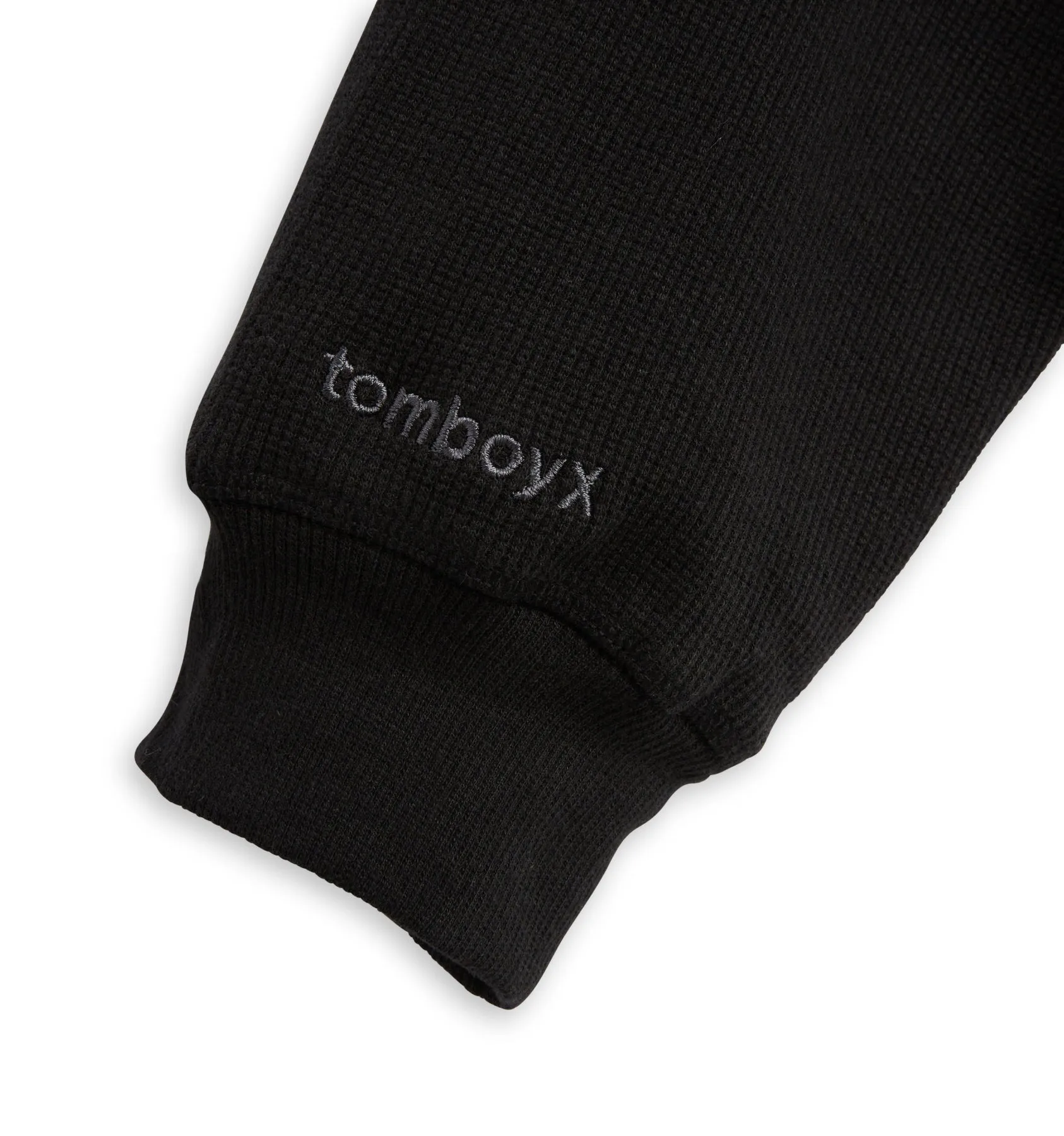 Organic Cotton Waffle Long Sleeve Crew - Black