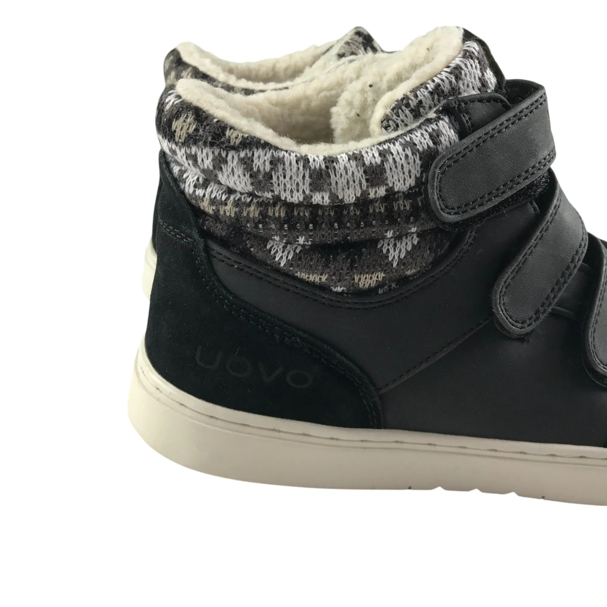 Uovo trainers shoe size 5 black high tops with loop and hook straps