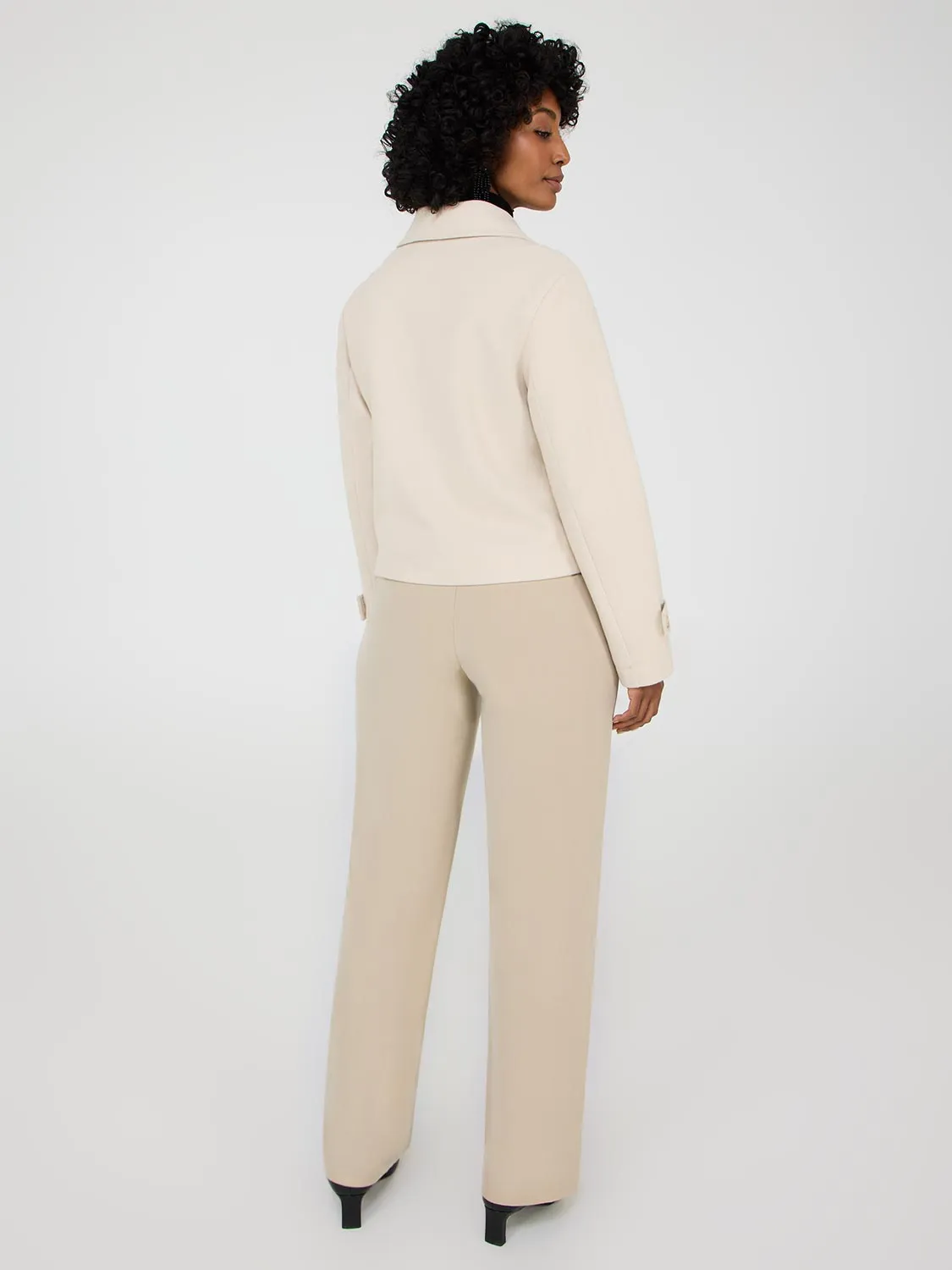 Waisted Faux Wool Trench Jacket